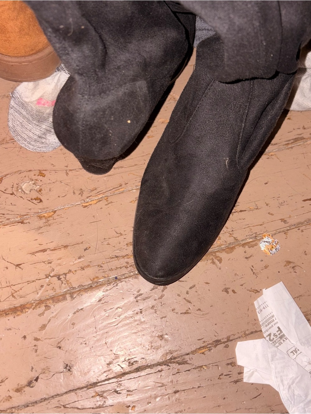 Women's Black Suede Knee-High Boots
